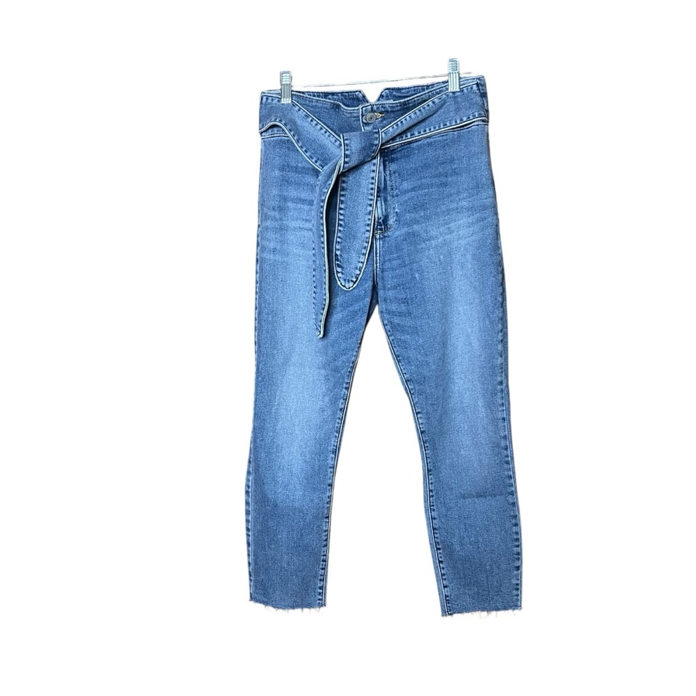 Abercrombie & Fitch Jeans 29 Ultra High Rise Super Skinny Blue Ankle Tie Front